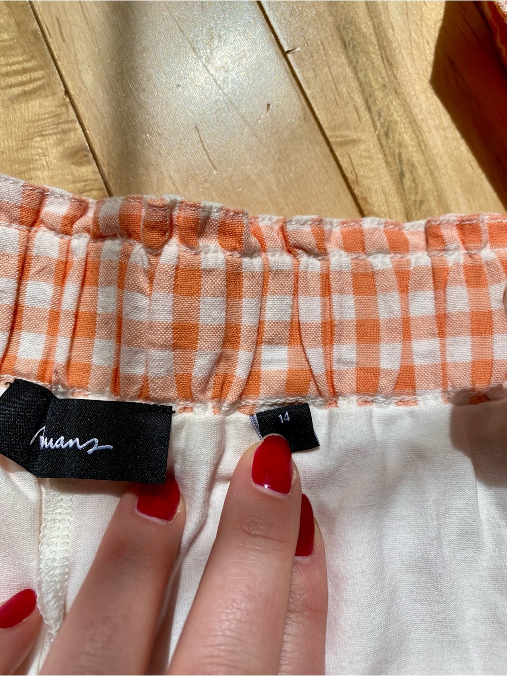 Reitmans Orange and White Gingham Wrap Skort - Picture 3 of 3